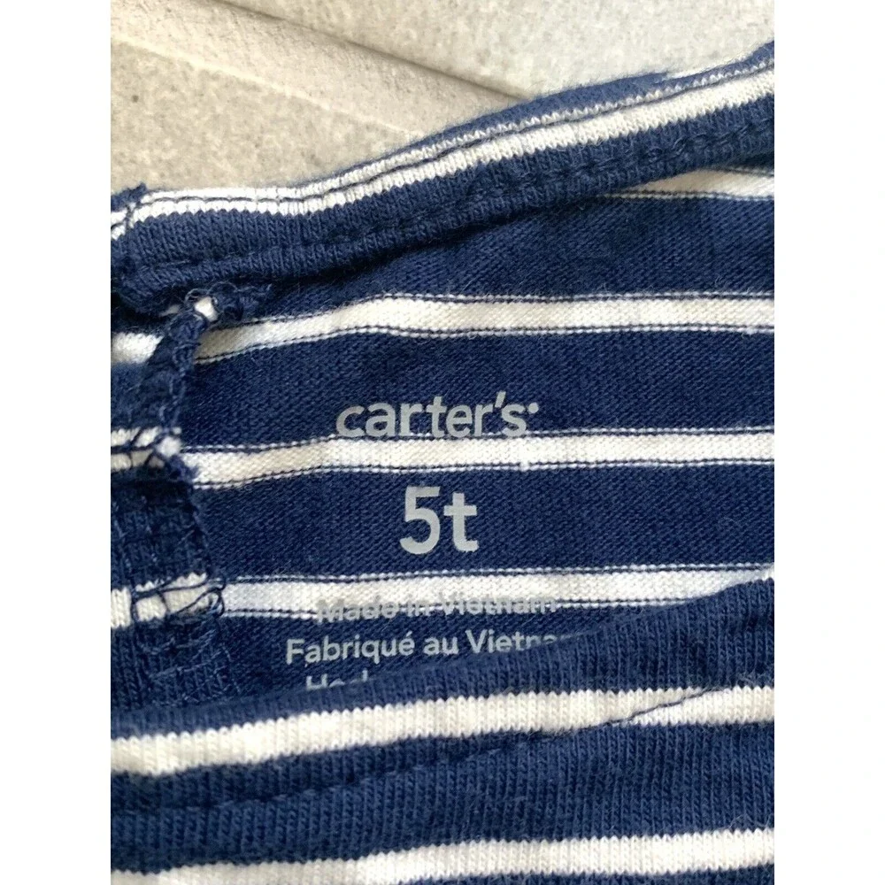 Carters Girls 5T Navy Blue Striped Play Dress